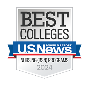 u.s. news and world report badge noting the v.c.u. school of nursing as one of its best colleges for nursing b.s.n. programs for 2024