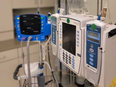 a patient monitoring station in a hospital room