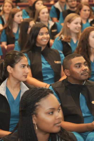 a diverse group of v.c.u. nursing students sitting in a lecture hall