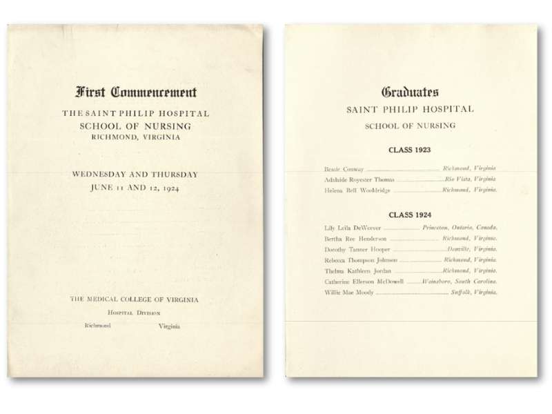 pages from the graduation program for the 1924 commencement ceremony