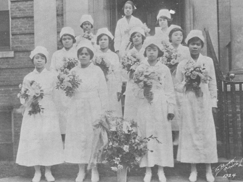 the st. philip hospital school of nursing class of 1924 poses for a group photo