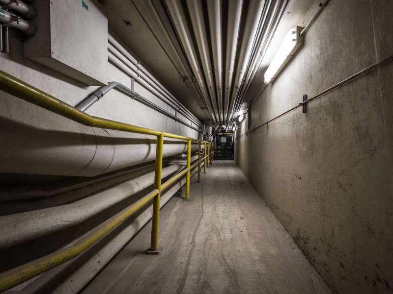 an underground pedestrian tunnel on the v.c.u. health campus