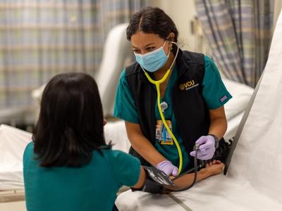 v.c.u. nursing students learning how to measure blood pressure